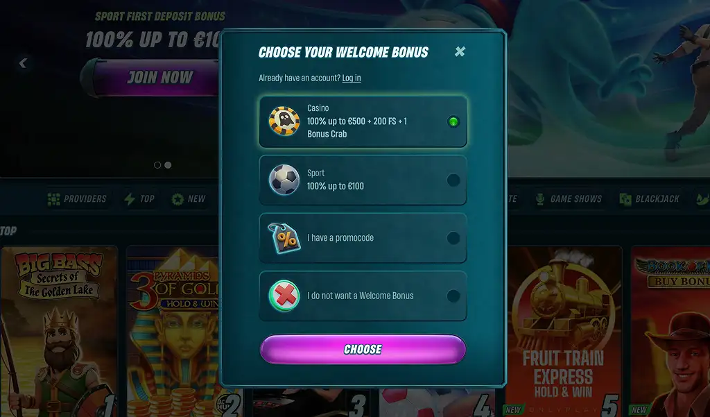 Current Caspero registration screen showing the real signup fields